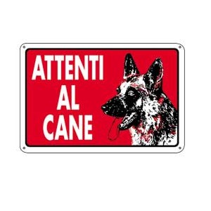 CARTELLO PLASTICA 30X20CM 'ATTENTI AL CANE' 