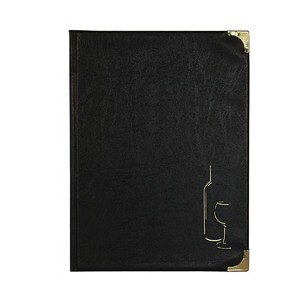 CARTA DEI VINI A4-24x34cm NERO in PVC BASIC con 4+2 BUSTE FISSE 