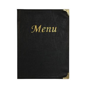 PORTA MENU' A4-24x34cm NERO in PVC BASIC con 4+2 BUSTE FISSE 